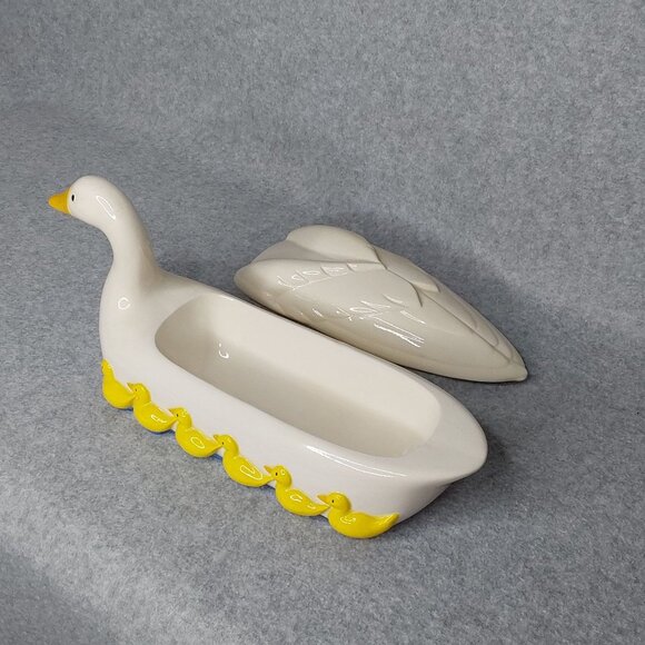 Vintage 1985 Ceramic Duck & Ducklings Candy Treat Dish with Lid Hand Painted - Picture 9 of 14